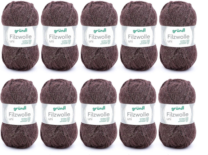 Gründl Filzwolle uni (Wolle zum Filzen, Stricken und Häkeln, Garn aus 100 % Schurwolle, 50 g / 50 m,