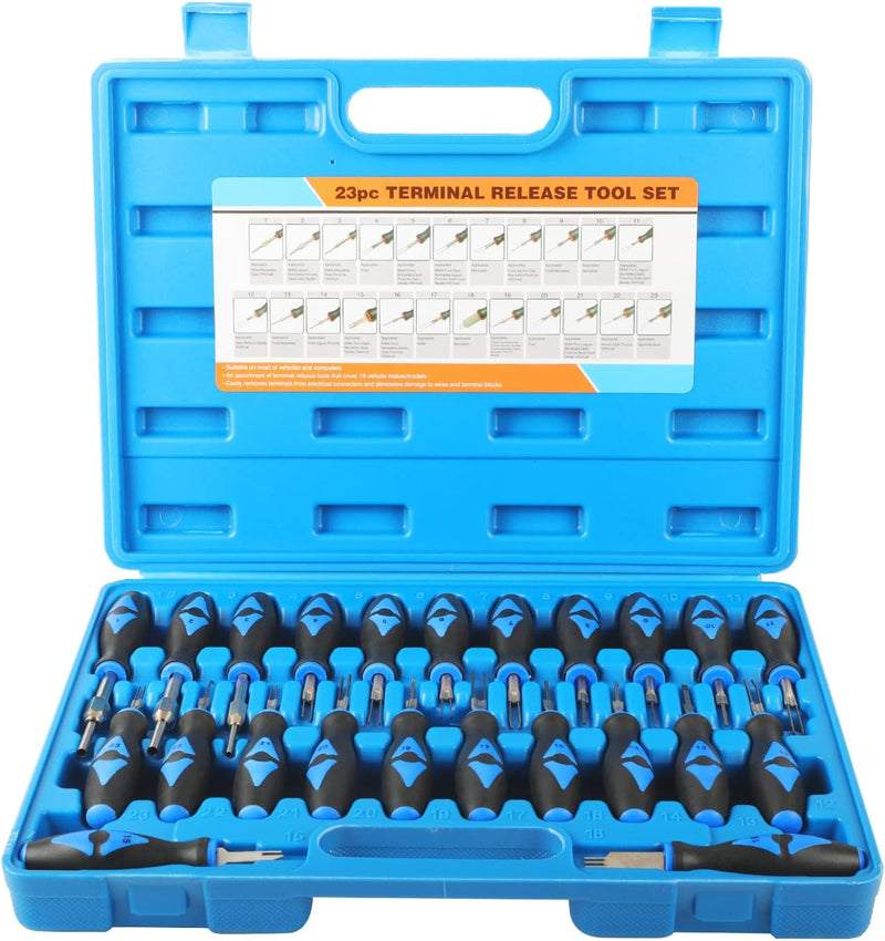 23-tlg Terminal Removal Tool Kit,Entriegelungswerkzeug KFZ Stecker Auspinnwerkzeug KFZ Set mit Robus