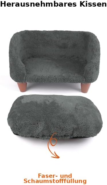 Generisch Katzen- und Hundesofa, Gemütliches Sofa-Bett, Beige und Grau, Plüschmaterial, mit Holzbein
