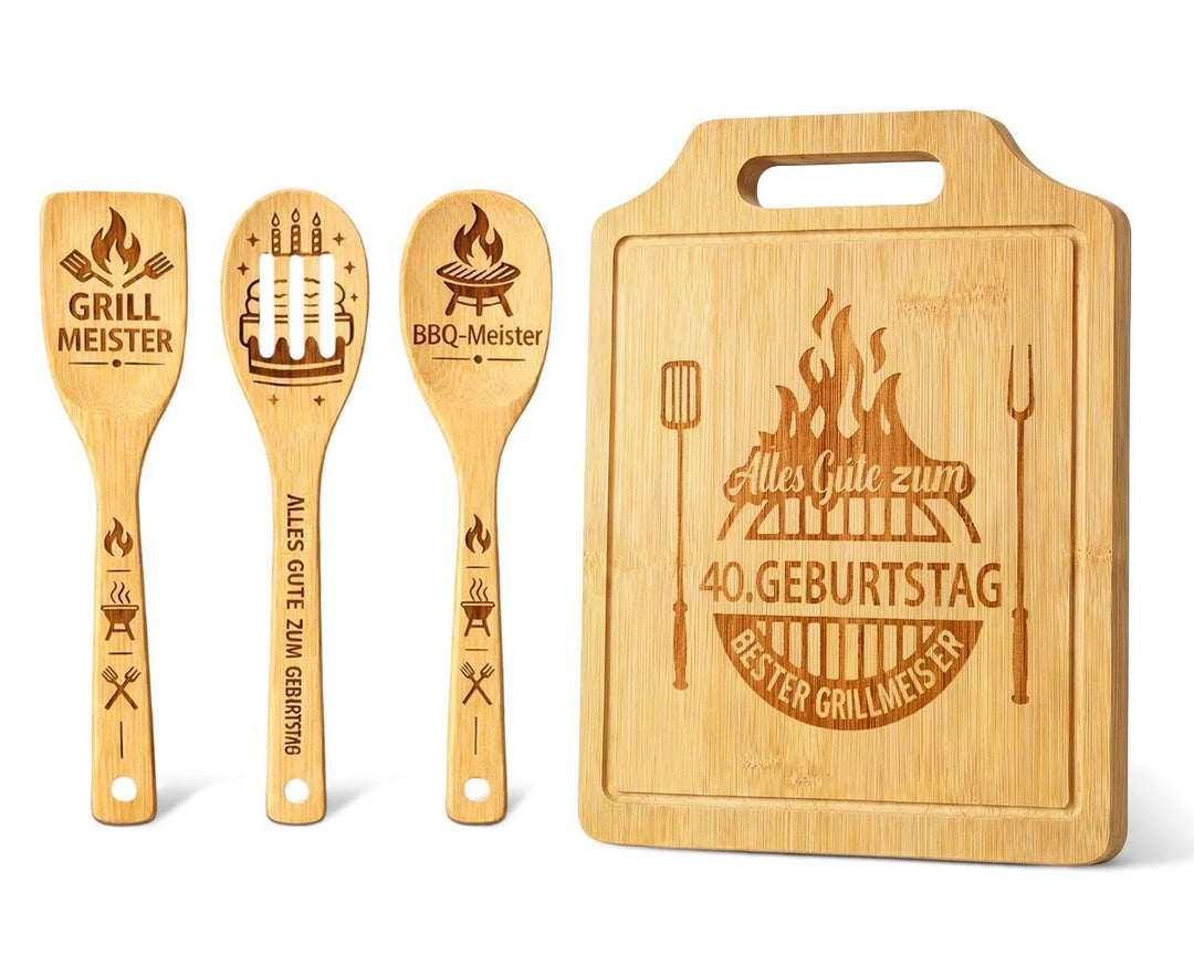 Geschenk 40. Geburtstag Männer - Geschenke zum 40 Geburtstag Mann, Graviertes Bambus Schneidebrett S