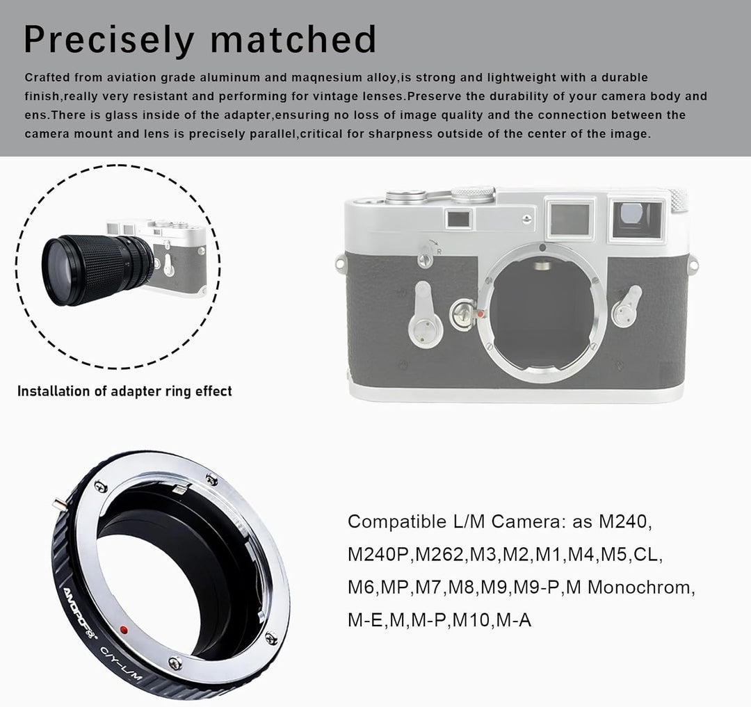 CY-LM Objektivadapter Adapterring,für Contax/Yashica Objektiv Kompatibel auf für LM M1,M2,M3,M4,M5,M