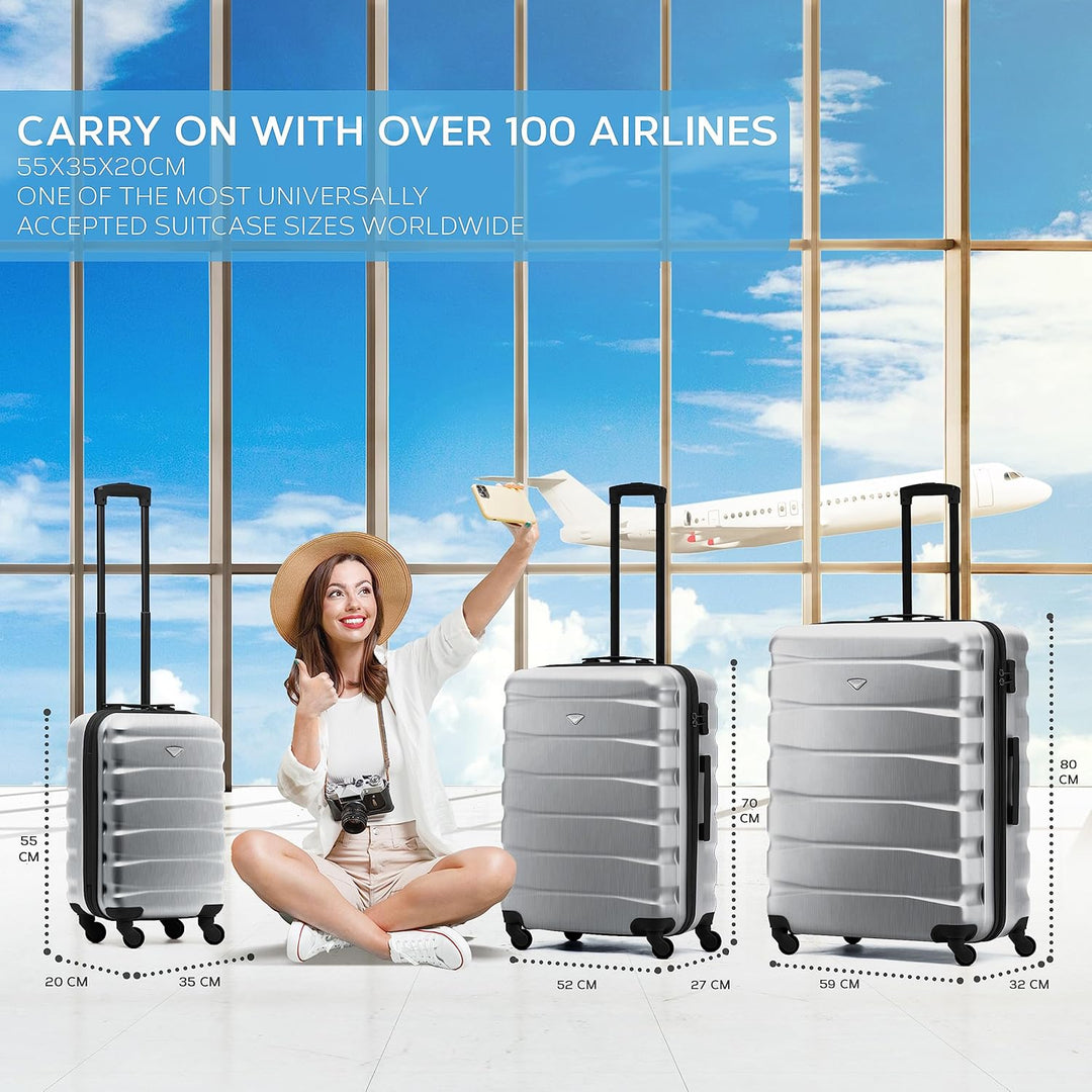 Flight Knight ABS Leichtgewicht Reisekoffer Koffer 3 Groben Kompatibel Mit Air Berlin, Lufthansa, Eu