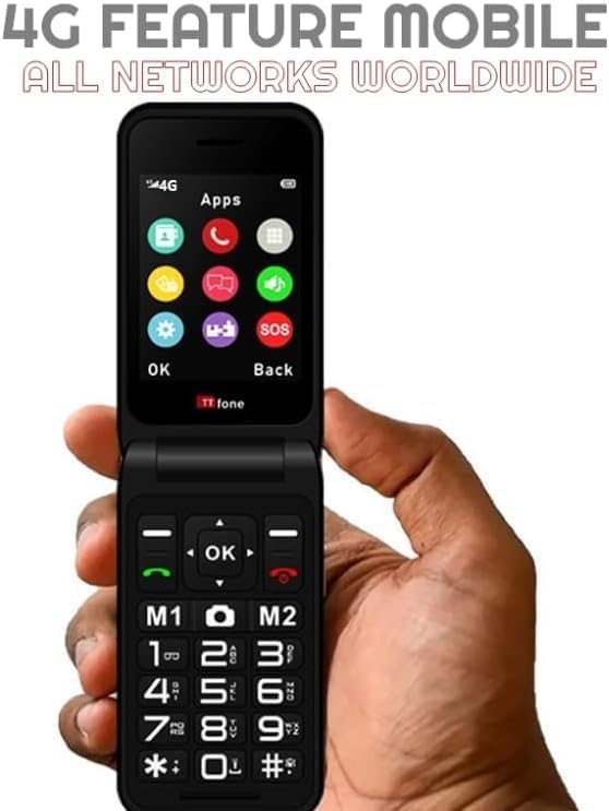 TTfone TT760 Klapptelefon 4G mit Grossen Tasten für Senioren und Notruf-Taste - Entsperrtes Grundleg