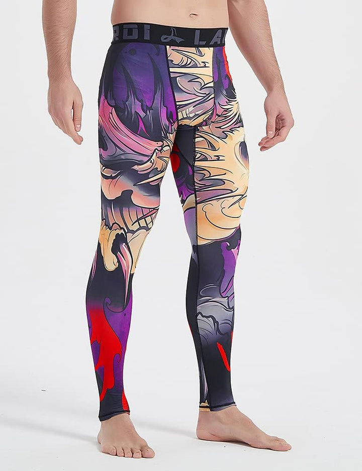 LAFROI YSK08 schnelltrocknende Kompressions-Leggings mit Taillenbund für Herren S Blood Moon, S Bloo