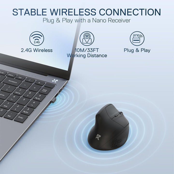 Redragon BM-4033 Kabellose, ergonomische Vertikalmaus, 2,4-GHz-Verbindung, 5 DPI-Stufen bis zu 4000,