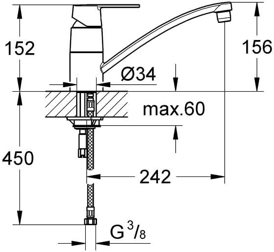 Grohe Get | Küchenarmaturen - Einhand Spültischarmatur | chrom | 32891000, XS, Chrom