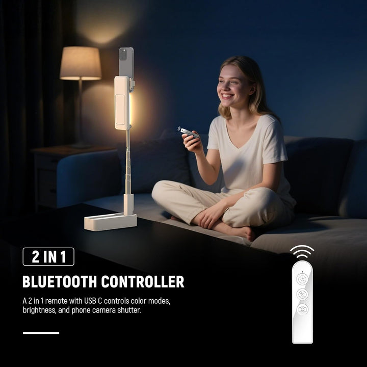 NEEWER Entry Level Version Tisch Ständer, 4W Overhead Smartphones Mount, klappbar, mit LED Licht/Fer