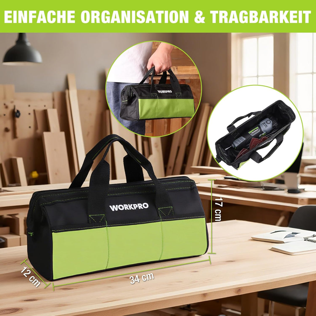 WORKPRO Oszillationswerkzeug, 400W Multifunktionswerkzeug mit 23 Zubehörteilen & Tasche, 6 Geschwind