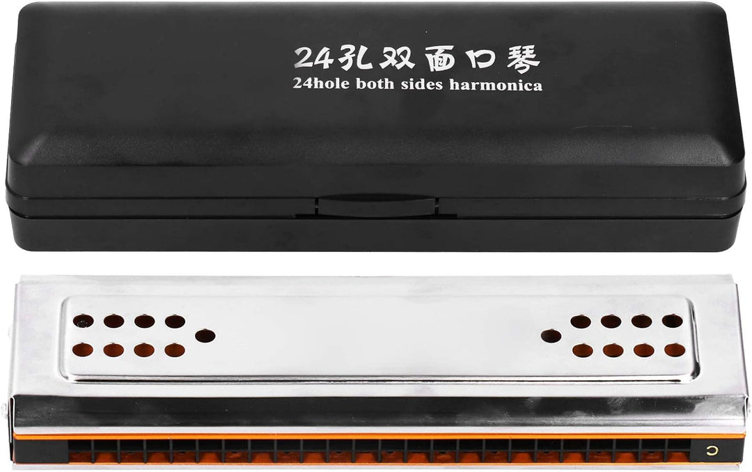 24 Löcher C & G Key Doppelseitige Mundharmonika, Tremolo Mundharmonika mit Box Musikinstrument für A