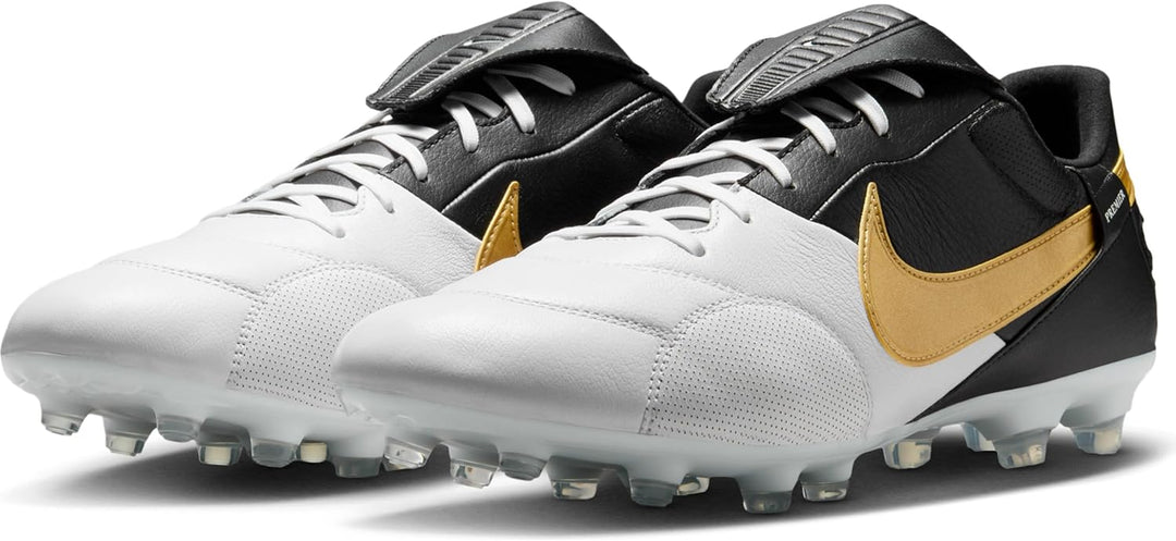 Nike Herren Premier 3 FG Low-Top Fussballschuh 40 EU White Metallic Gold Black, 40 EU White Metallic