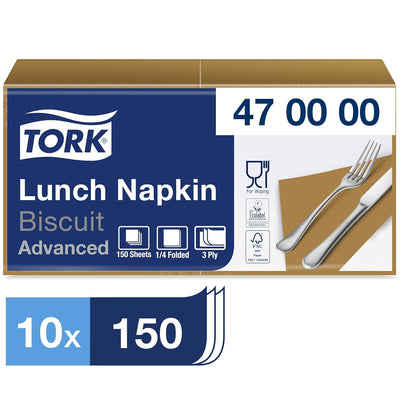 Tork 470000 Soft Lunchservietten Biscuit / 3lagige, saugfähige Papierservietten Cremefarbe / Vielfäl