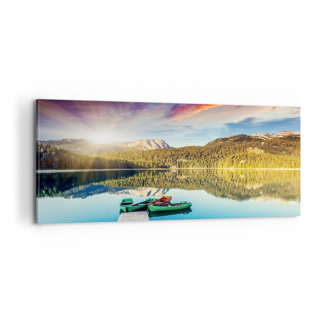 Panorama Bilder auf Leinwand 100x40cm Leinwandbild See Berge Wasser Gross Wanddeko Bild Schlafzimmer