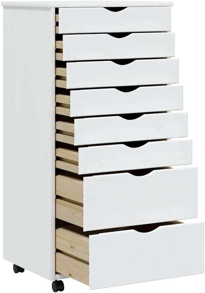 vidaXL Rollschrank, Rollcontainer mit 8 Schubladen, Kommode Schubladenschrank mit Rollen, Büroschran