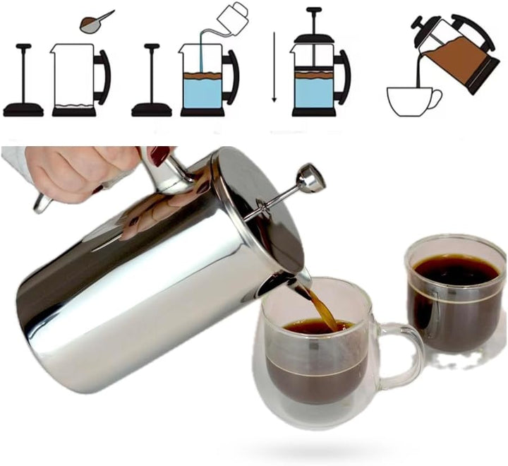 VIA CREMA FRENCH PRESS 800/1000ml Glass/Stainless steel (Edelstahl, 800ML /27OZ) 800ML /27OZ Edelsta
