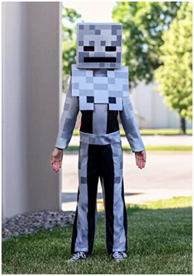 Minecraft Skelett-Kostüm für Kinder, Videospiel-inspiriertes Charakter-Outfit, klassisches Kind, Grö