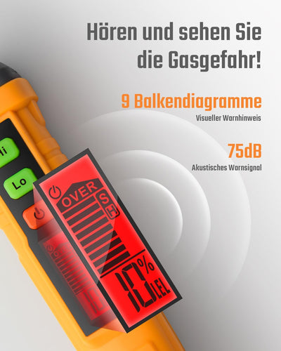 Gasmelder, TopTes PT210S Gasspürgerät mit 10 cm Sonde, ideal für den Einsatz in Wohnhäusern und Wohn