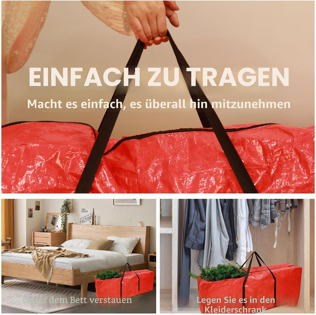 Funshot 3 Stück Weihnachtsbaum Aufbewahrungsbeutel mit 2 Weihnachtsdekoration Taschen grosse grüne W