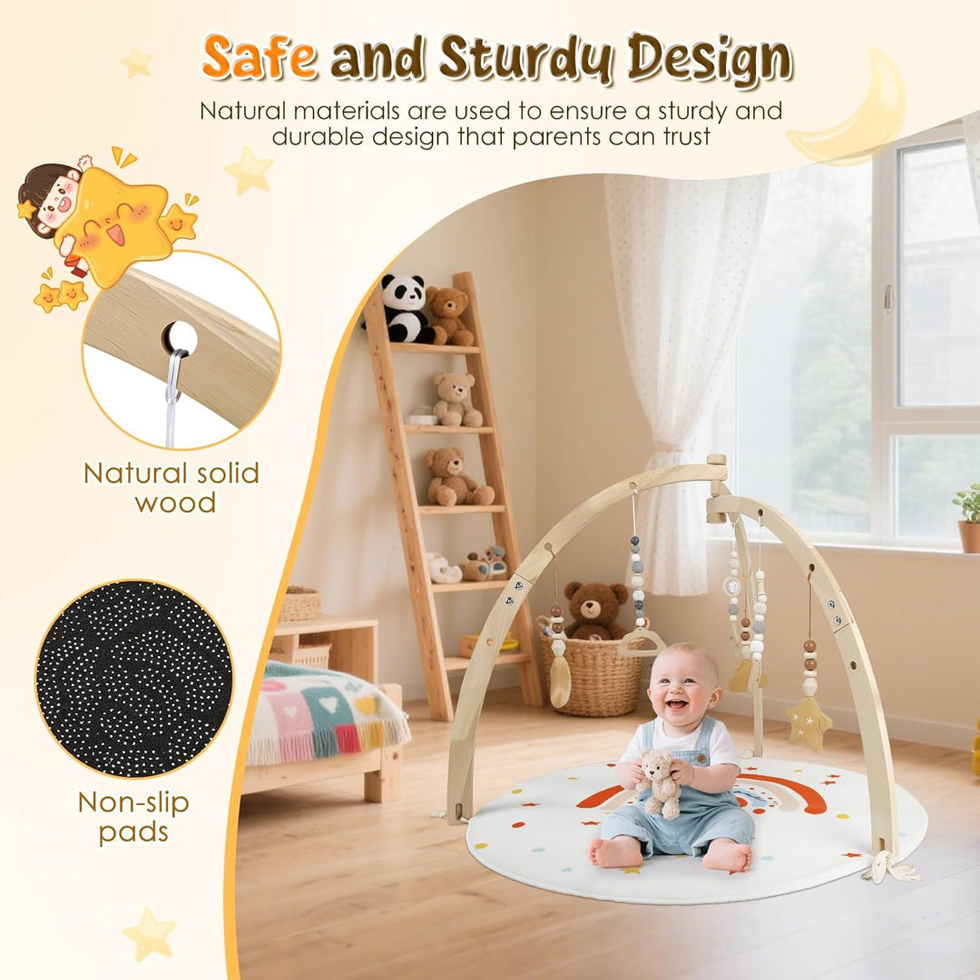 Spielbogen Baby Aus Holz,Geschenke Für Neugeborene,Babyparty Geschenk | Mit 6 Abnehmbaren Spielzeuge