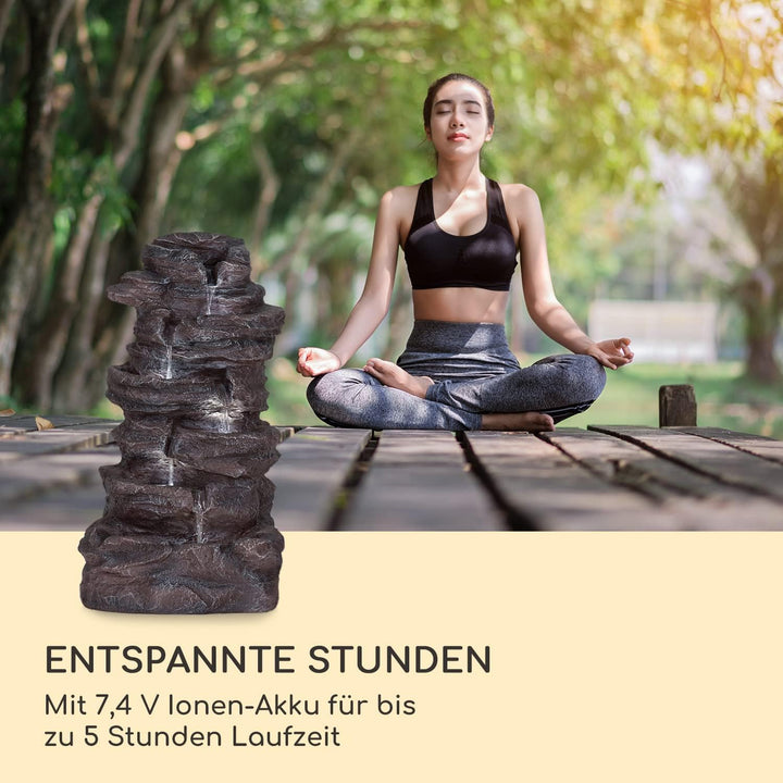 Blumfeldt Stonehenge Solarbrunnen, inkl. Solarpanel, Lithium-Ionen-Akku (ca. 5h Laufzeit), LED-Beleu