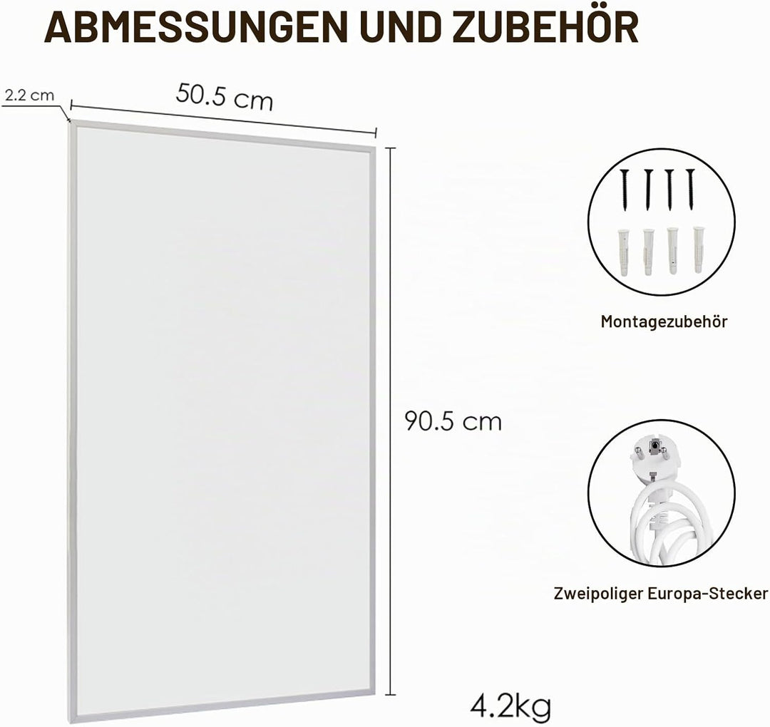 Infrarotheizung Bild 600W - Schnellwärmend in 1-3 Min. - Energieeffizient mit Überhitzungsschutz - F