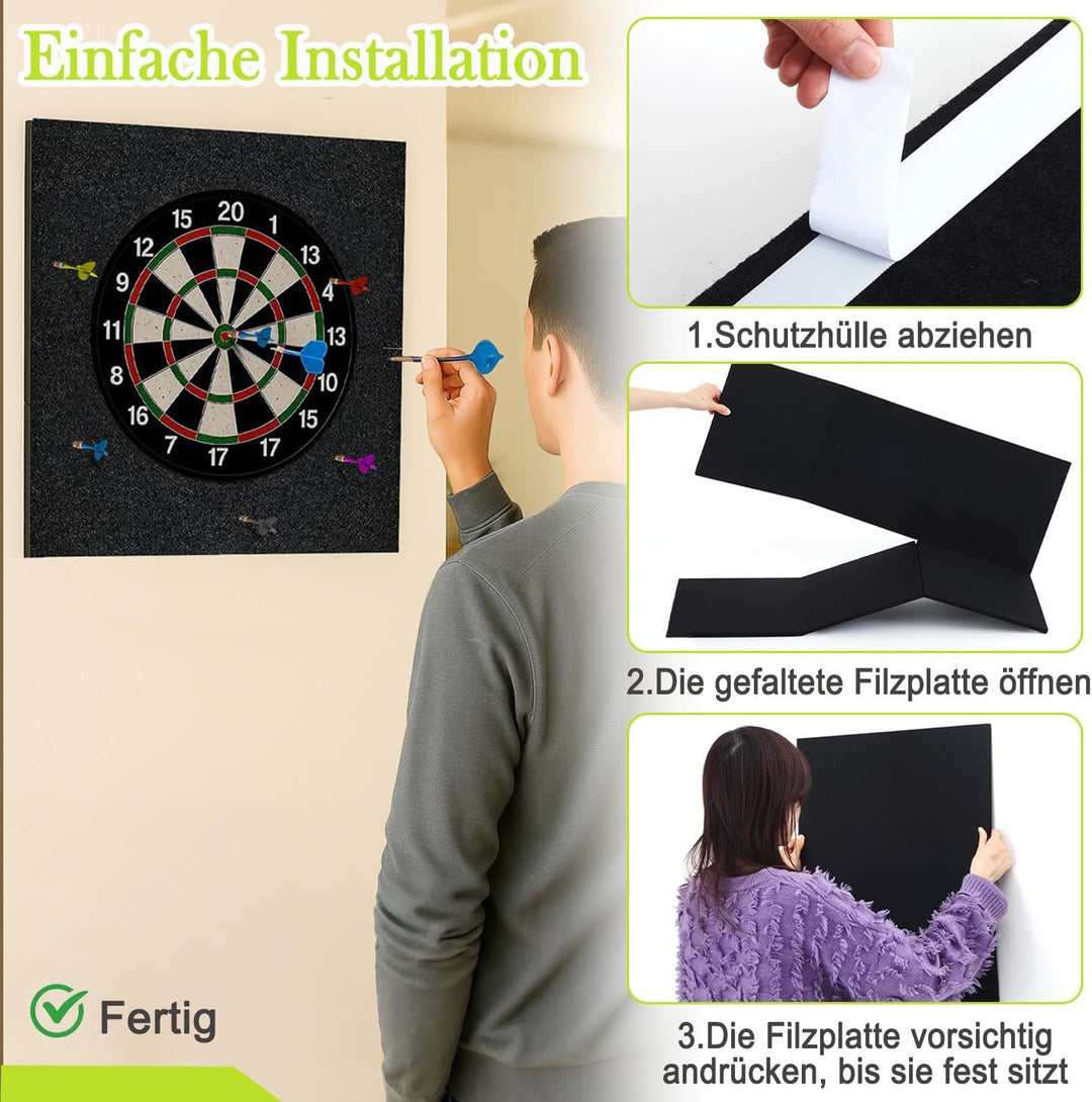 Exquilnova Dartboard-Wandschutz, Filz Dart Wandschutz Selbstklebend, Dartscheiben Umrandung, Wandumr