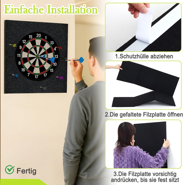 Exquilnova Dartboard-Wandschutz, Filz Dart Wandschutz Selbstklebend, Dartscheiben Umrandung, Wandumr