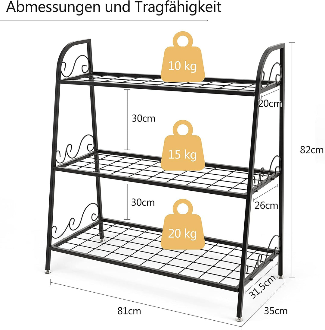 COSTWAY 3-stufiger Metall Pflanzenständer, Multifunktionales Pflanzenregal Ausstellungsregal für dri