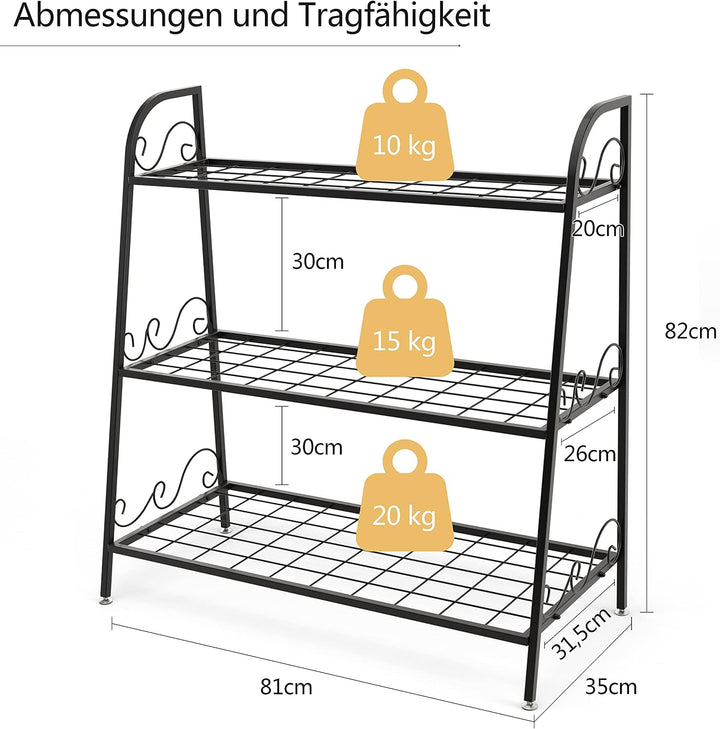 COSTWAY 3-stufiger Metall Pflanzenständer, Multifunktionales Pflanzenregal Ausstellungsregal für dri