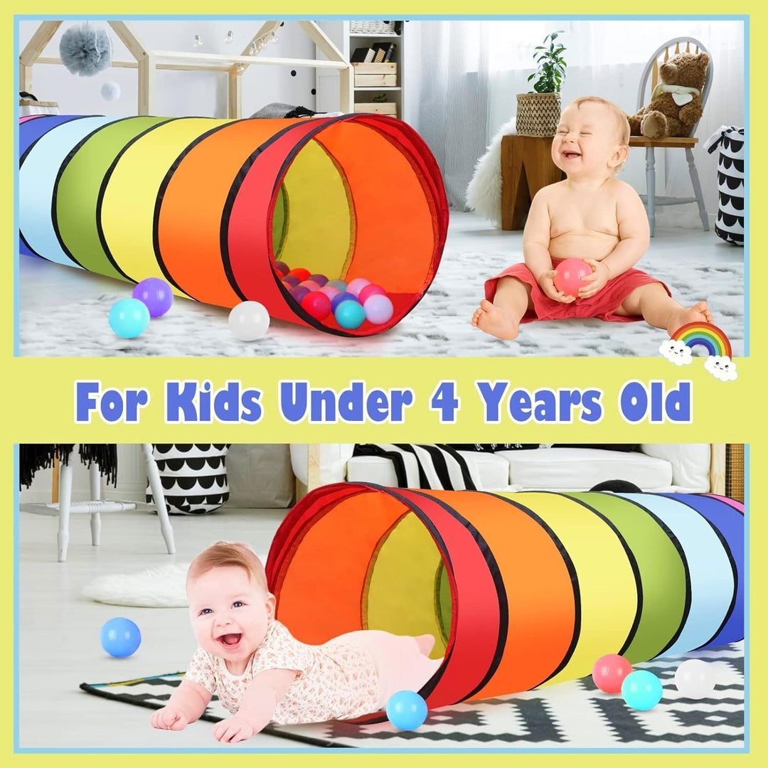 LATERN 180CM Spieltunnelzelt für Kinder, 46CM Runder Öffnung Babytunnel Bunter Pop-Up Kriechtunnel Z