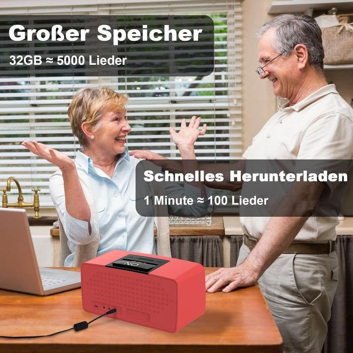 Einfacher Musikplayer für Senioren mit Demenz – Grosse-Tasten MP3 & Hörbuchplayer mit 32GB SD-Karte,