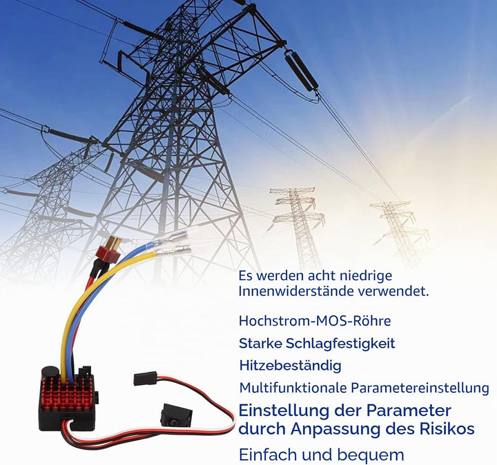 RC Brushed ESC, 1,48 x 1,24 x 0,79 Zoll AJL 6860 RTR RC Car Brushed ESC 60A Elektronisches Geschwind