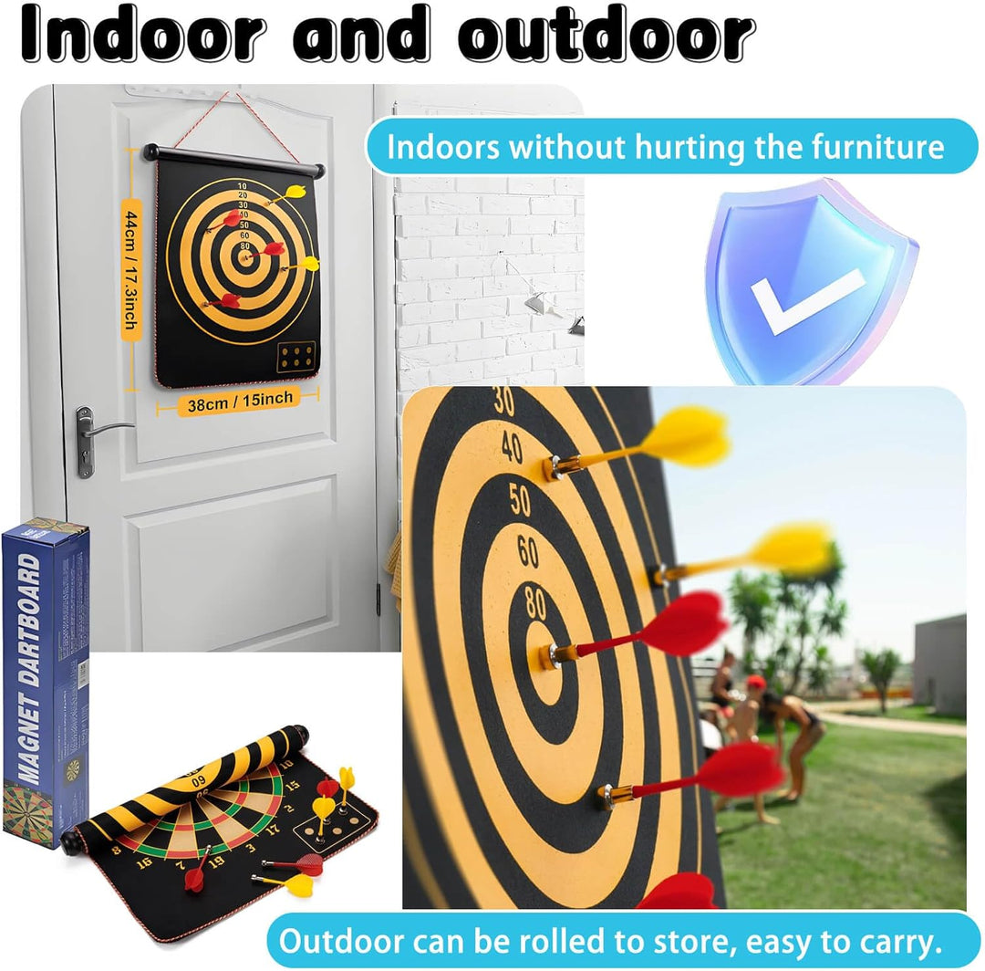 DxxD Dartscheibe Magnetisch Junge Spielzeug, 38cm Dart Wurf Spiel Scheibe Klett Sichere doppelseitig