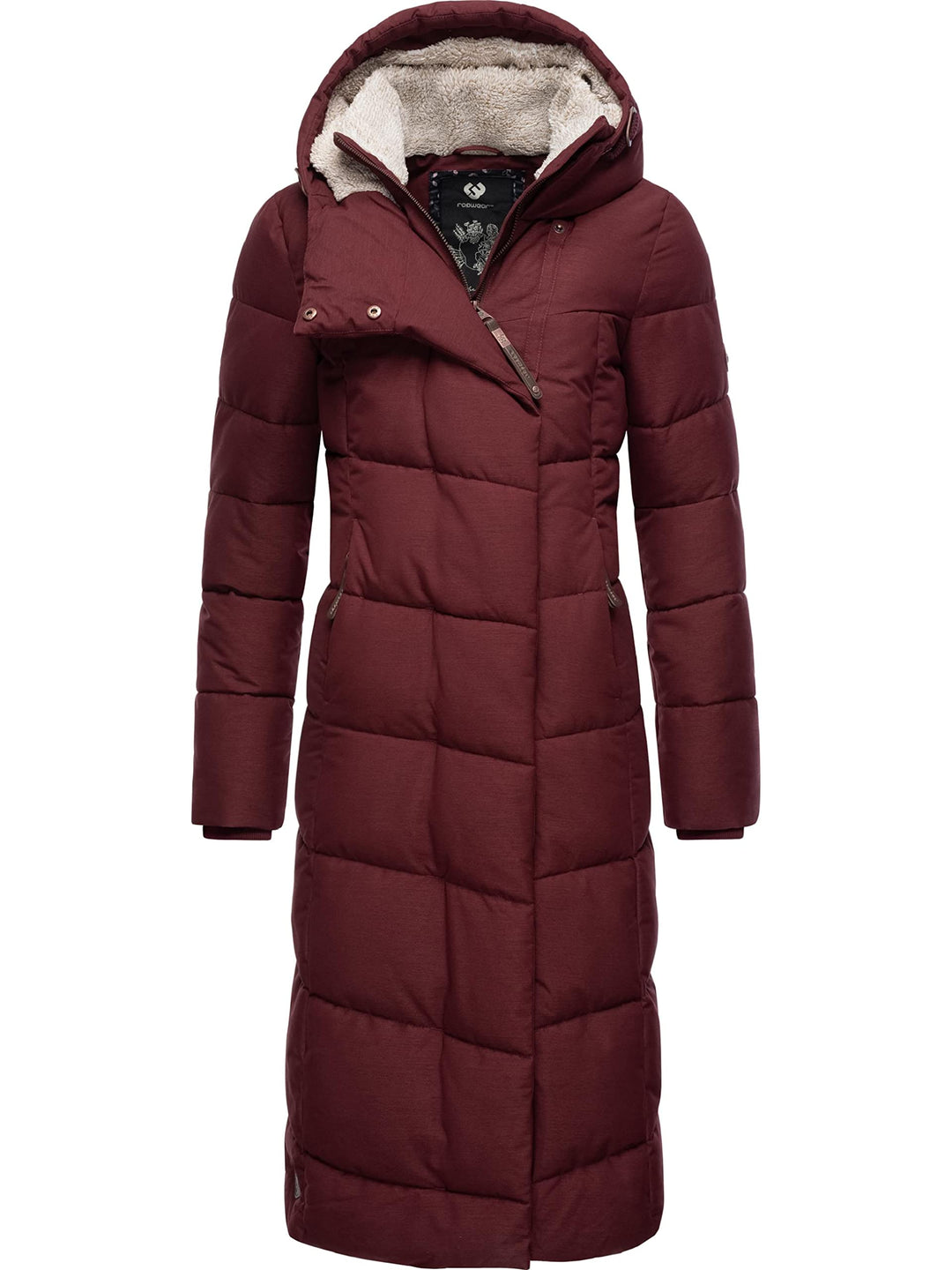 Ragwear Damen atmungsaktiver Wintermantel warmer wasserdichter Steppmantel lang mit Kapuze Pavla Lon