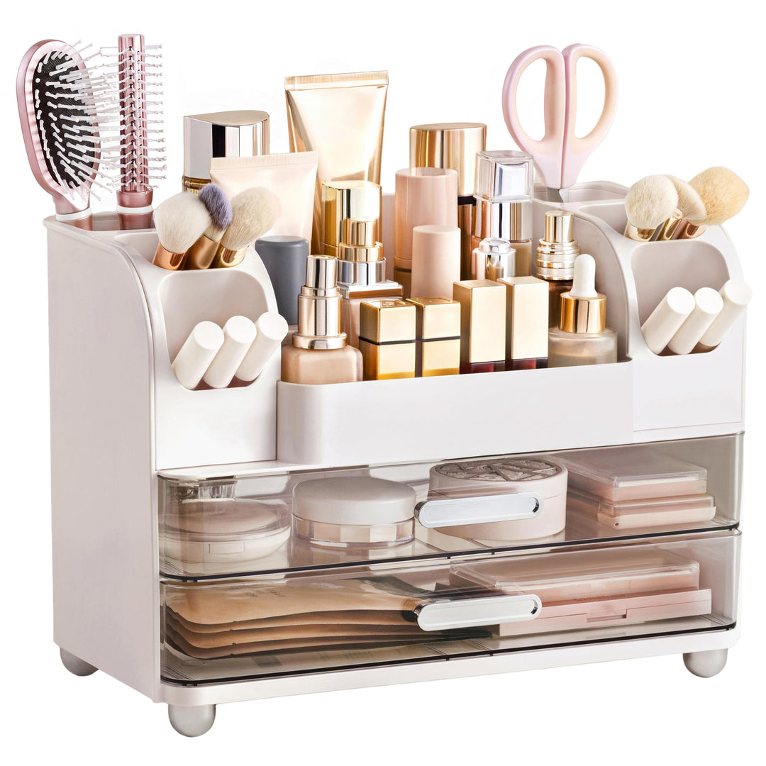 hblife Makeup Kosmetik Organizer mit Schubladen, Pinsel Organizer, 3-in-1 Plastic Kosmetik Aufbewahr