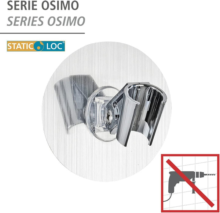WENKO Static-Loc® Duschkopfhalter Osimo starker Halt durch statische Aufladung Silber 5 x 9.5 x 9.5