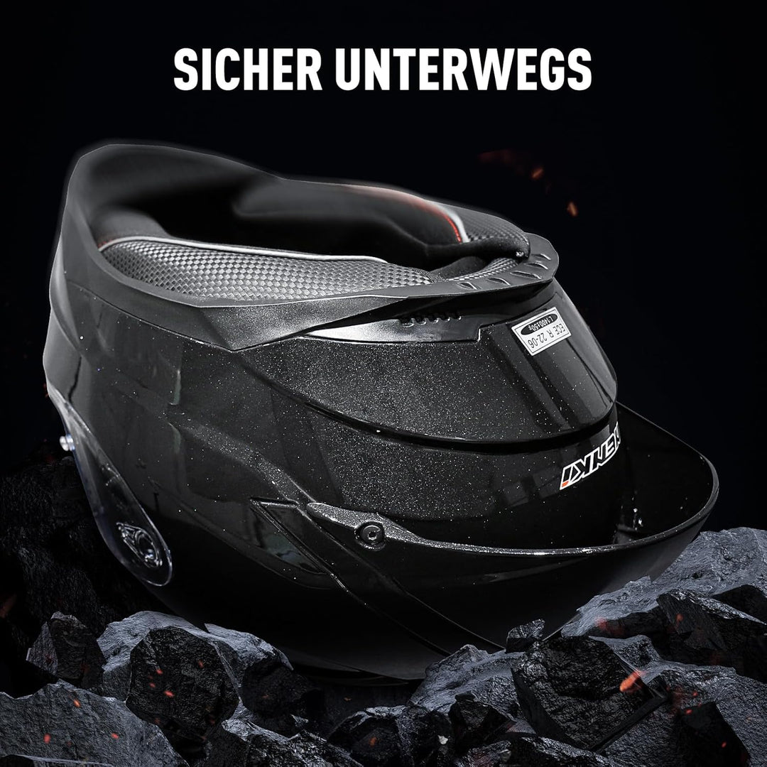 NENKI Integralhelm Motorradhelm, Street Mopedhelm Full-Face Helme mit Pinlock Anti-Beschlag-Stift un