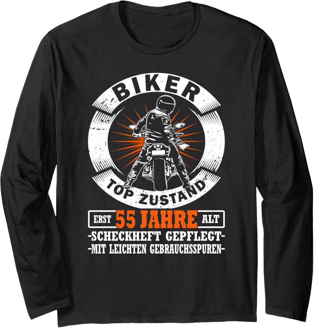 Motorradfahrer 55. Geburtstag Biker Top Zustand Langarmshirt