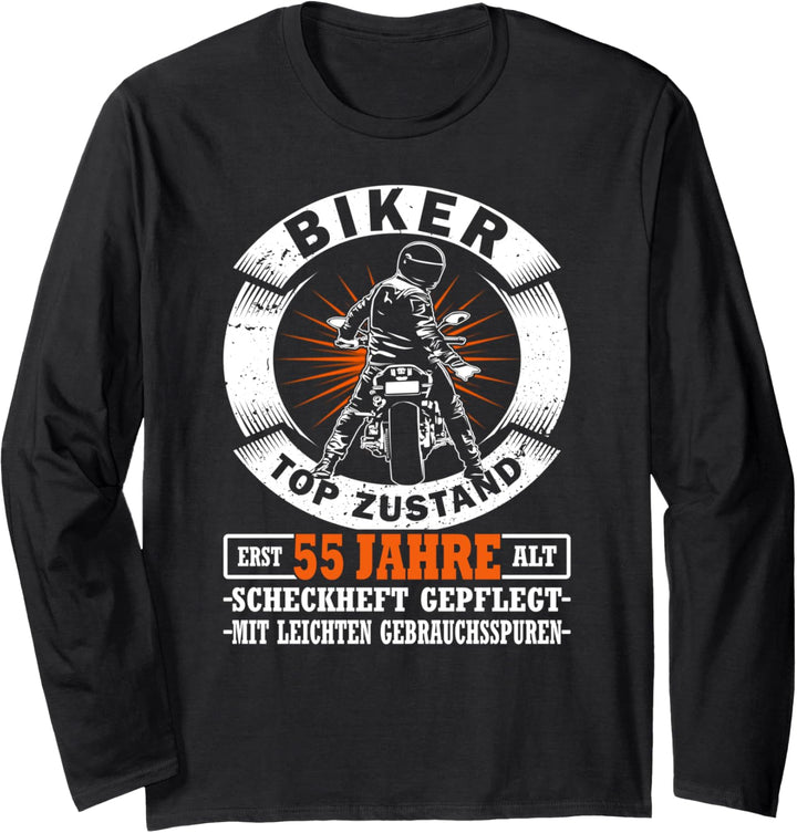 Motorradfahrer 55. Geburtstag Biker Top Zustand Langarmshirt