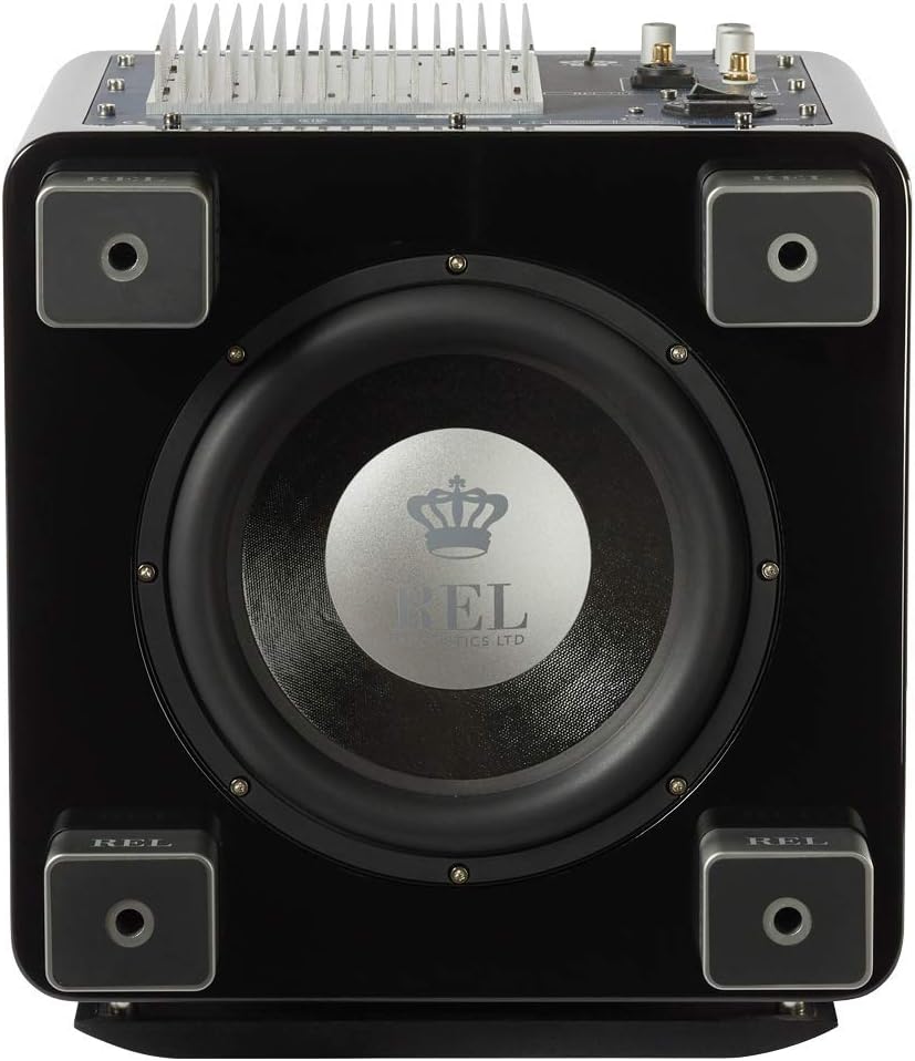 REL Acoustics T/7x Subwoofer, 8 Zoll Front-Firing Driver, Arrow™ Wireless Port, Hochglanz-Schwarz