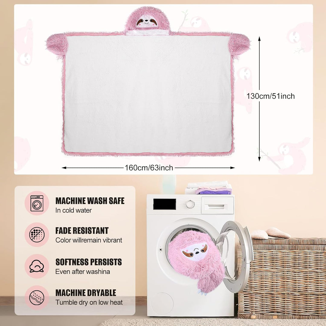 MSISILY Faultier Decke Mit Ärmeln und Kapuze, Kuscheldecke Flauschig Fleecedecke Wohndecken Warm She
