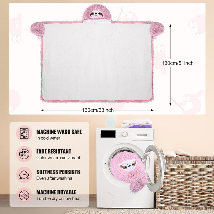 MSISILY Faultier Decke Mit Ärmeln und Kapuze, Kuscheldecke Flauschig Fleecedecke Wohndecken Warm She