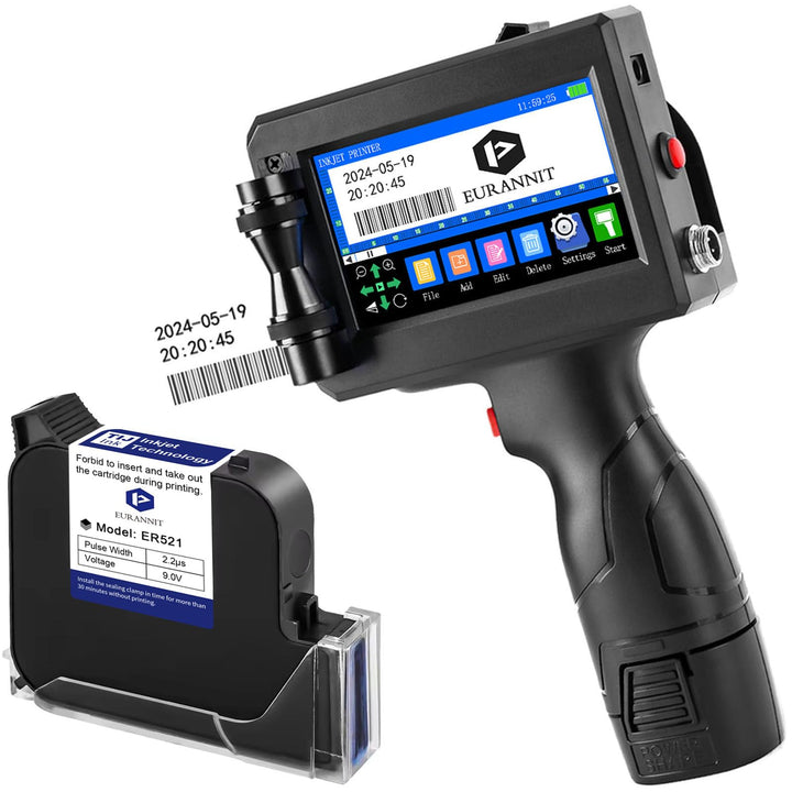 Tragbarer Handdrucker E15-1,25.4mm Hand Tintenstrahldrucker mit 1" ER521 Schnell Trocknende Tinte fü