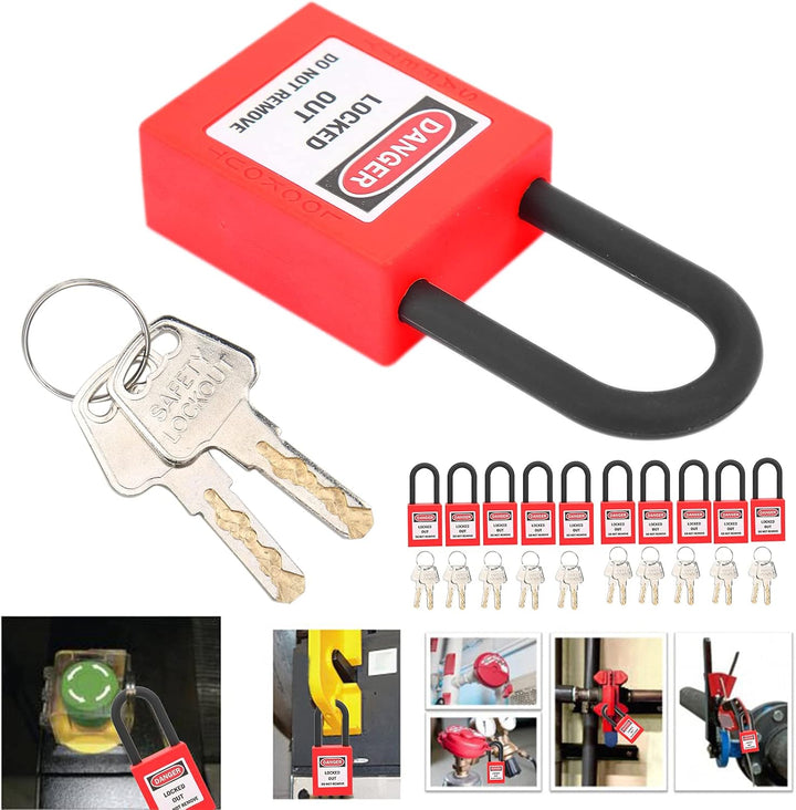 Lockout Tagout Schlösser, 10 Stück Sicherheits-Vorhängeschloss mit 20 Schlüsseln, Staubdicht Lock Ou