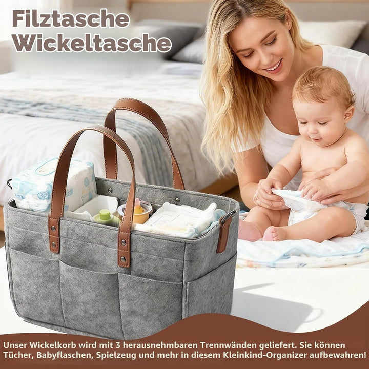 Filztasche Storage Faltbar, 16L Filztaschen Einkaufstasche mit Fächern Filztaschestorage Faltbar Fil