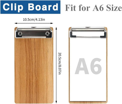 (10 Stück) A6 Klemmbrett Holz A6,Schreibbrett Klemmbrett mit Metalklemme und Aufhängeose, A6 Schreib