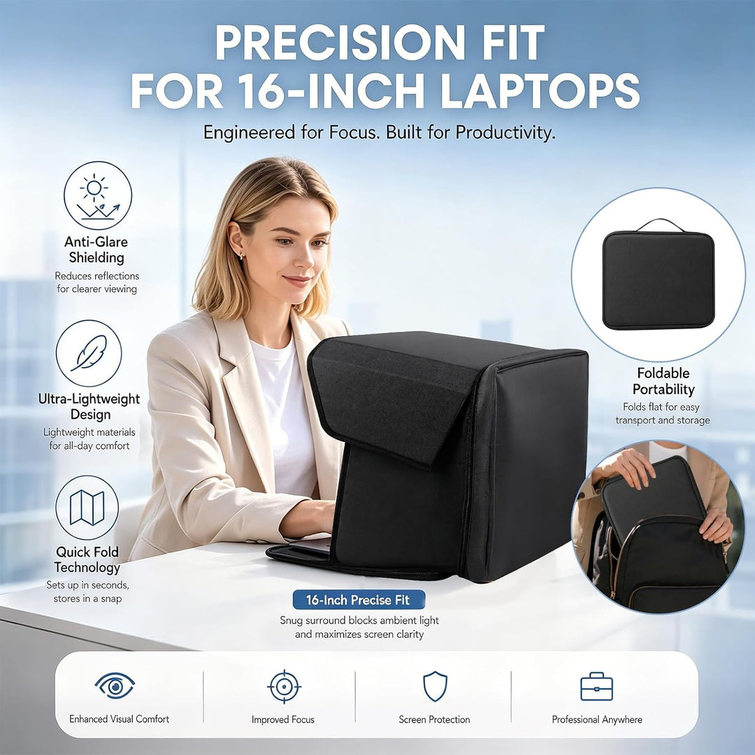 DASIAUTOEM Universal Laptop Sonnenschutz, Klappbare 2-in-1 Laptoptasche, Computer Sichtschutzhaube,