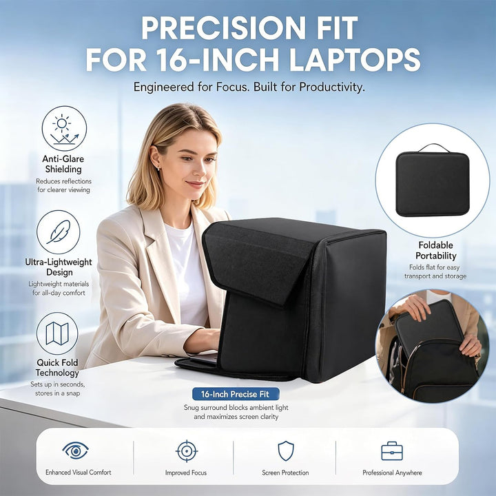 DASIAUTOEM Universal Laptop Sonnenschutz, Klappbare 2-in-1 Laptoptasche, Computer Sichtschutzhaube,
