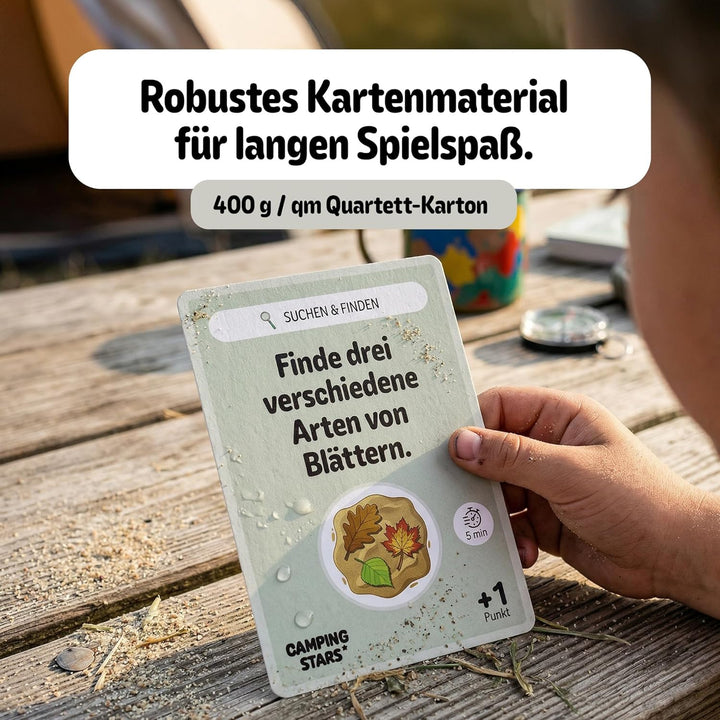 Camping Stars - Das spannende Aufgaben Kartenspiel für Kinder, 50 Karten, Camping Spiele Geschenk, R
