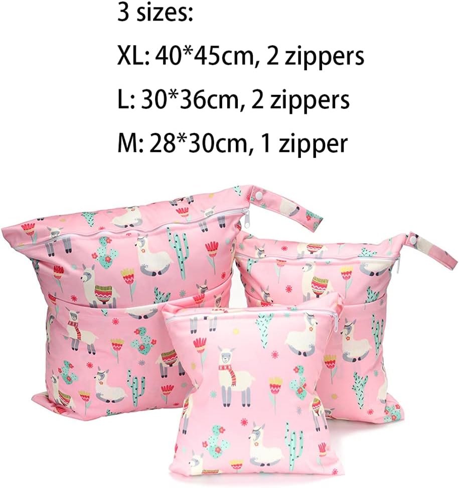 3 Stück/Set Windeltasche mit wiederverwendbar Stoff Wetbag Nasstaschen Organiser Beutel für Babys Wi