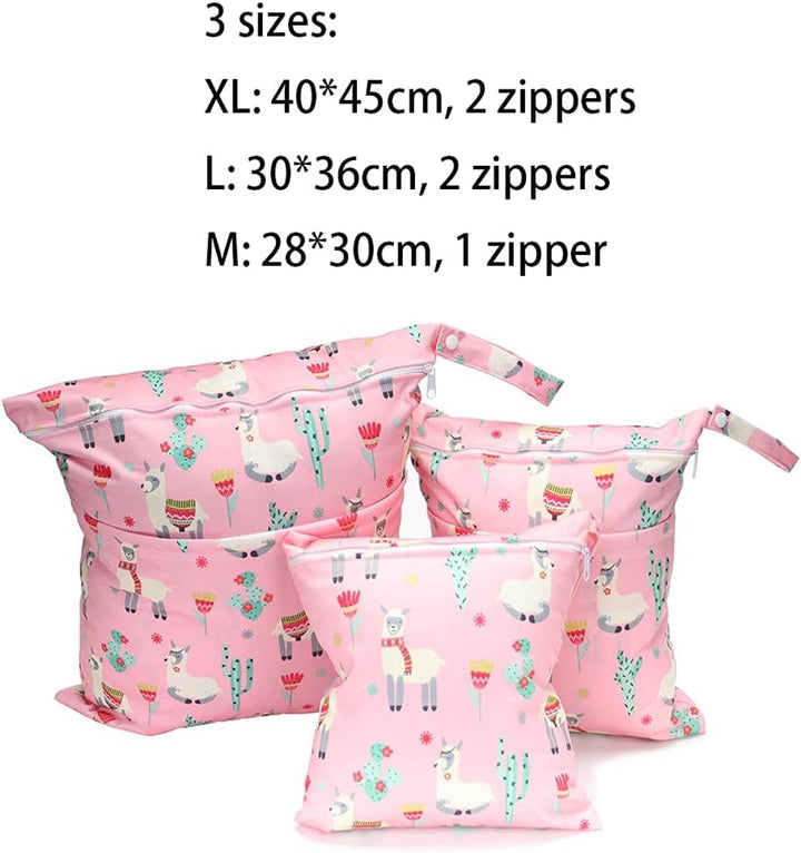 3 Stück/Set Windeltasche mit wiederverwendbar Stoff Wetbag Nasstaschen Organiser Beutel für Babys Wi